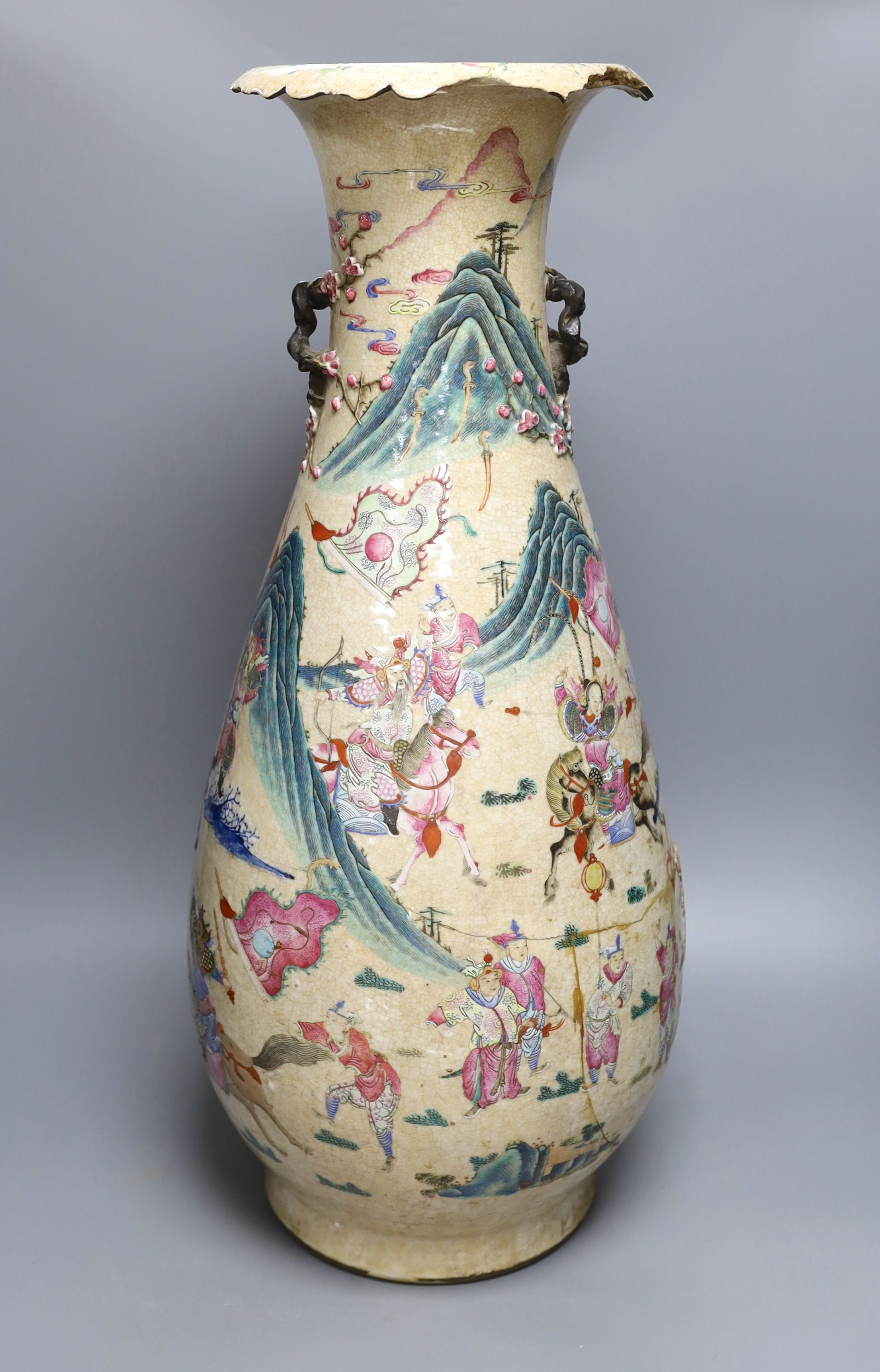 A large Chinese crackle glaze vase, Chenghua mark, 19th century - 62cm tall